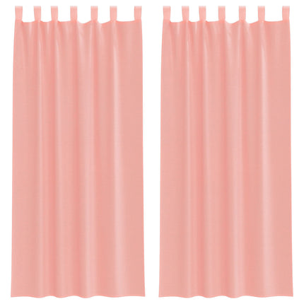 voile-gardiner med løkker 2 stk. 140x245 cm lyserød