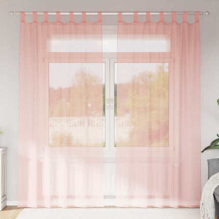 voile-gardiner med løkker 2 stk. 140x245 cm lyserød