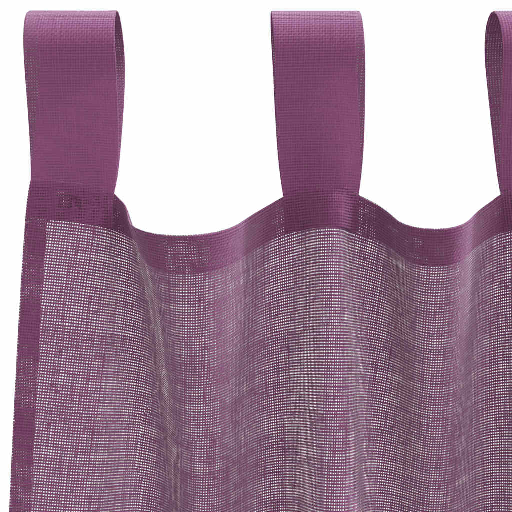 voile-gardiner med løkker 2 stk. 140x245 cm lilla
