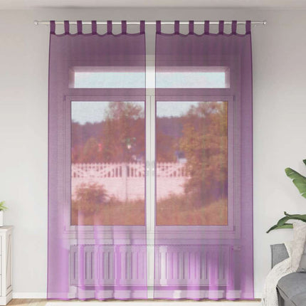 voile-gardiner med løkker 2 stk. 140x260 cm lilla