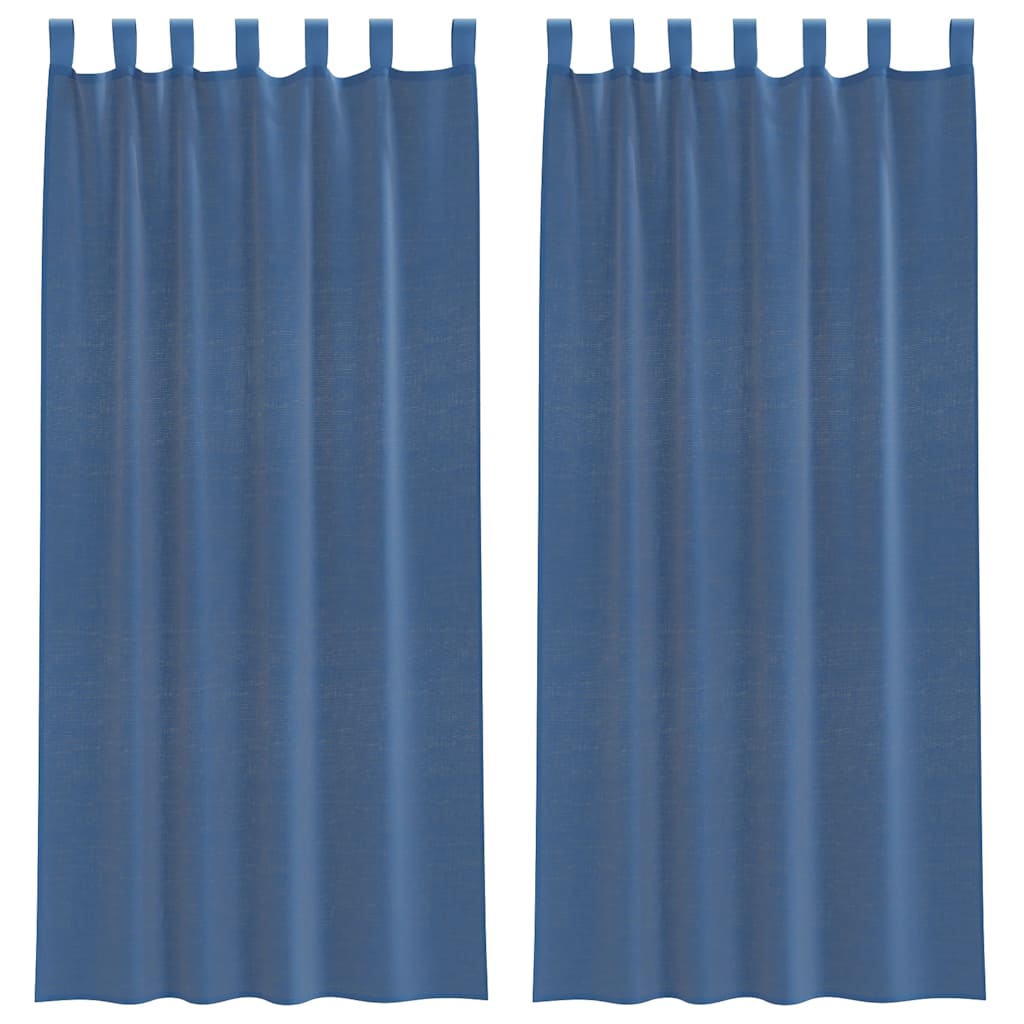 voile-gardiner med løkker 2 stk. 140x225 cm kongeblå