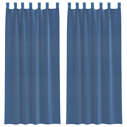 voile-gardiner med løkker 2 stk. 140x225 cm kongeblå