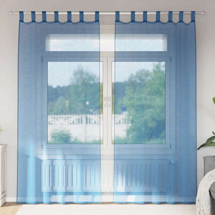 voile-gardiner med løkker 2 stk. 140x245 cm kongeblå
