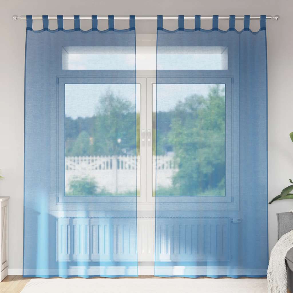 voile-gardiner med løkker 2 stk. 140x245 cm kongeblå
