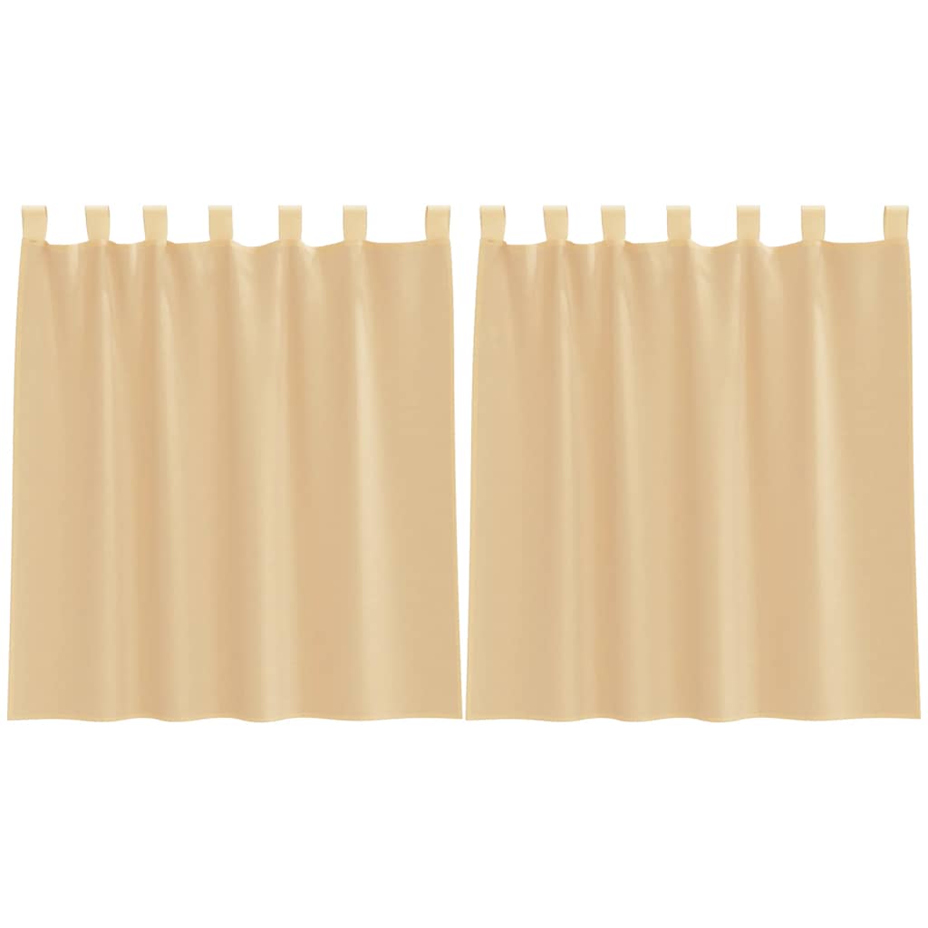 voile-gardiner med løkker 2 stk. 140x140 cm sandfarvet