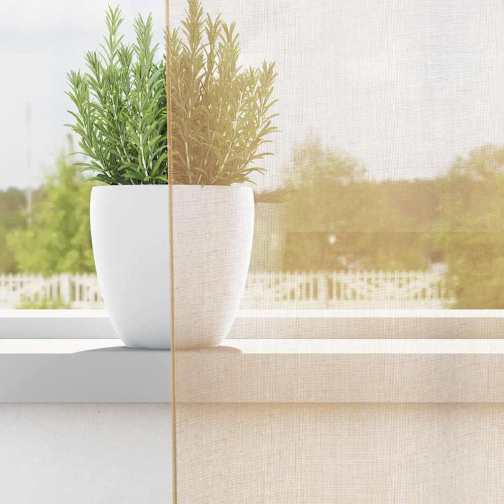 voile-gardiner med løkker 2 stk. 140x140 cm sandfarvet