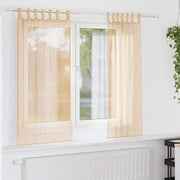 voile-gardiner med løkker 2 stk. 140x140 cm sandfarvet
