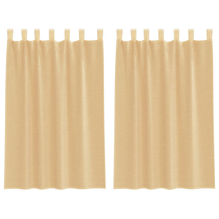 voile-gardiner med løkker 2 stk. 140x175 cm sandfarvet