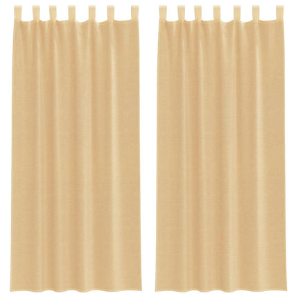 voile-gardiner med løkker 2 stk. 140x225 cm sandfarvet