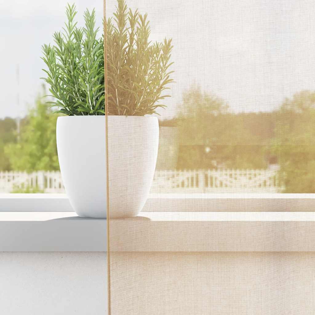 voile-gardiner med løkker 2 stk. 140x225 cm sandfarvet