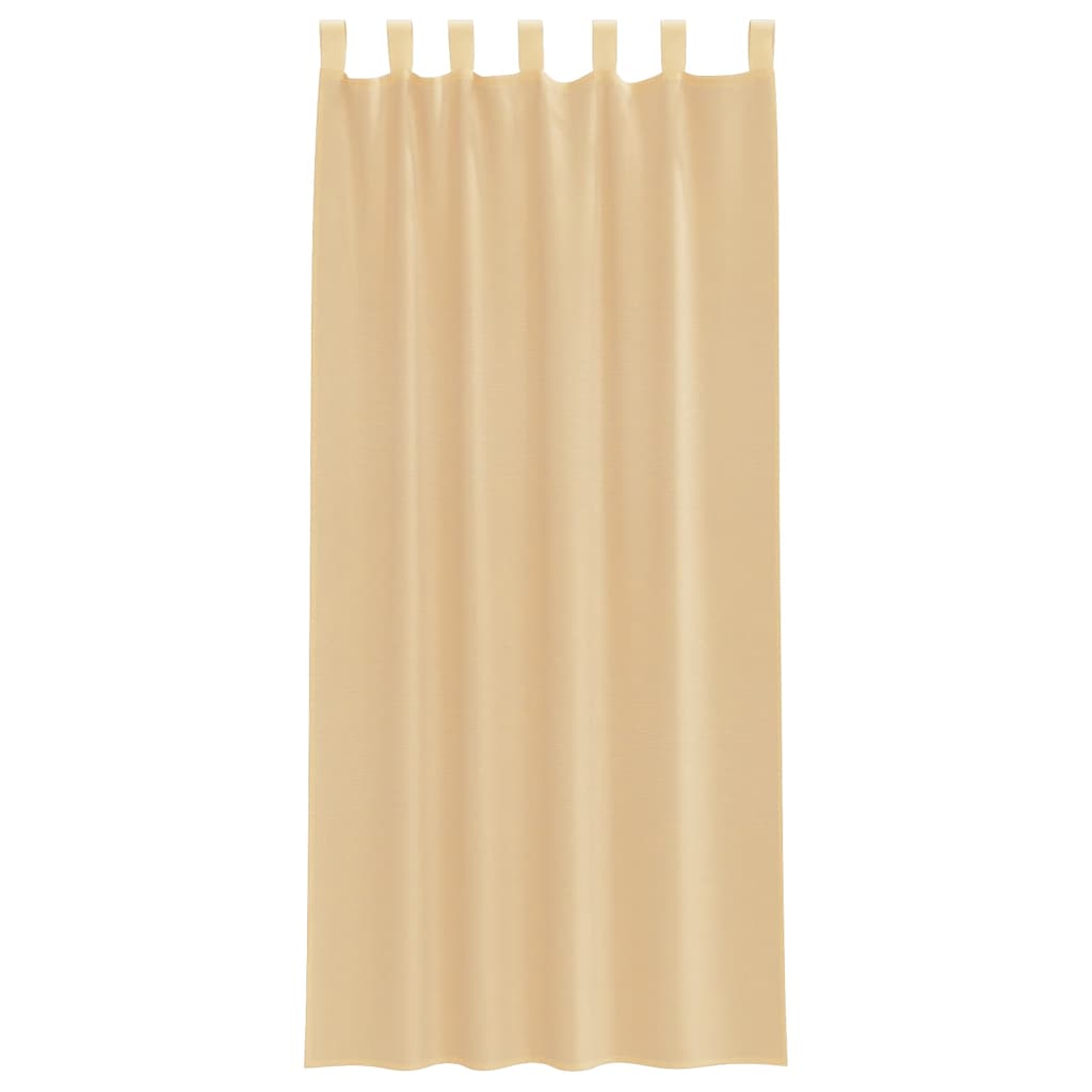 voile-gardiner med løkker 2 stk. 140x225 cm sandfarvet