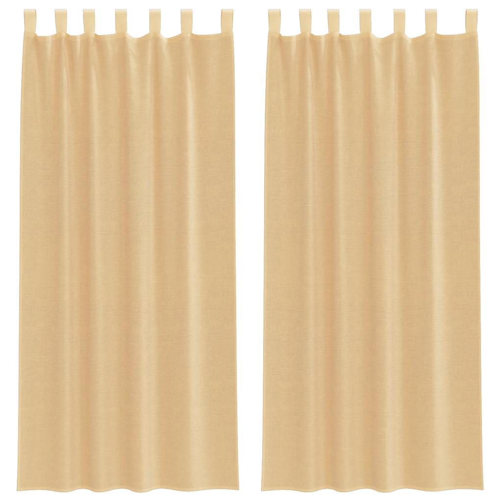 voile-gardiner med løkker 2 stk. 140x245 cm sandfarvet