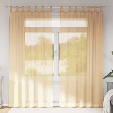 voile-gardiner med løkker 2 stk. 140x245 cm sandfarvet