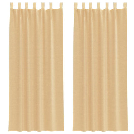 voile-gardiner med løkker 2 stk. 140x260 cm sandfarvet