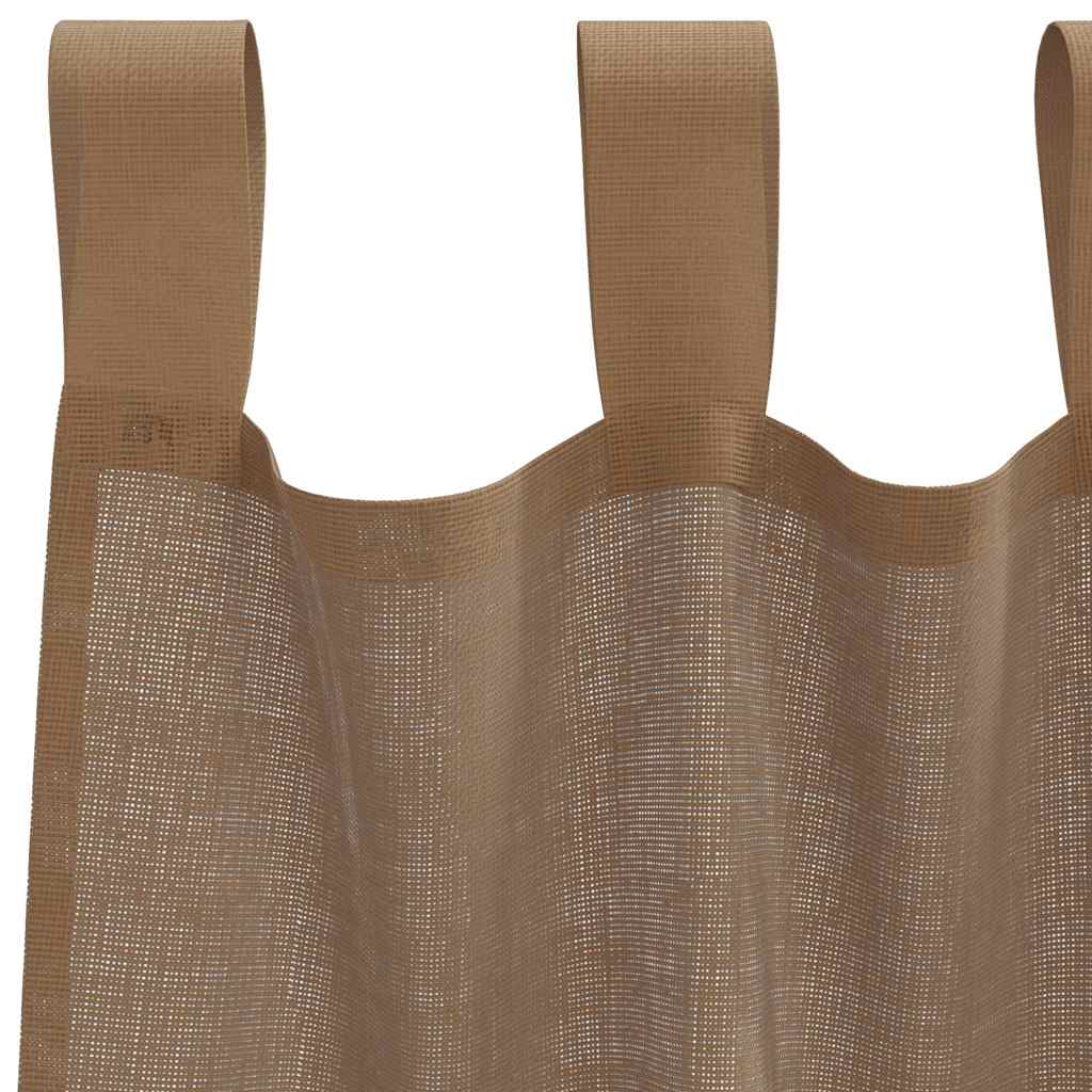 voile-gardiner med løkker 2 stk. 140x140 cm lysebrun