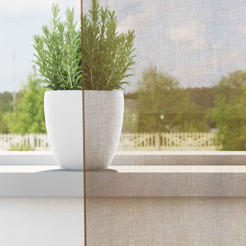 voile-gardiner med løkker 2 stk. 140x175 cm lysebrun