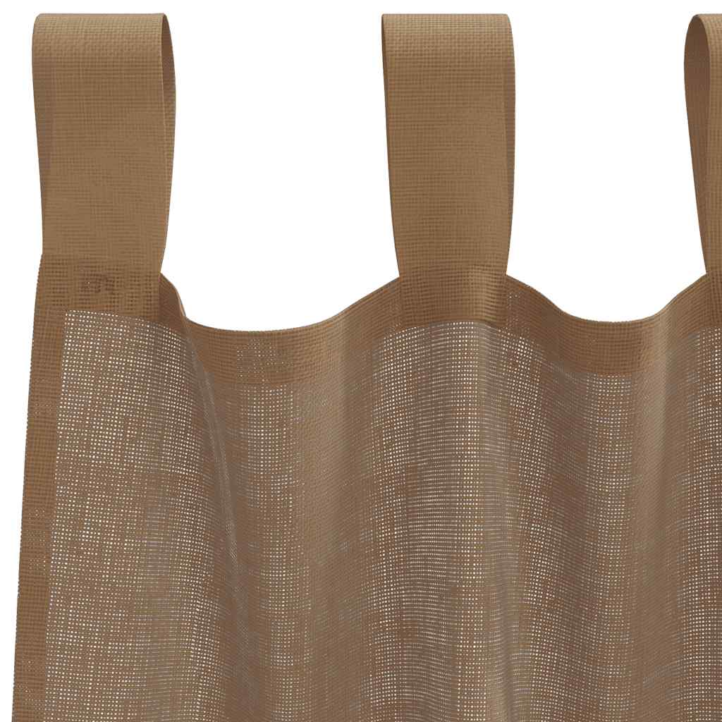 voile-gardiner med løkker 2 stk. 140x175 cm lysebrun