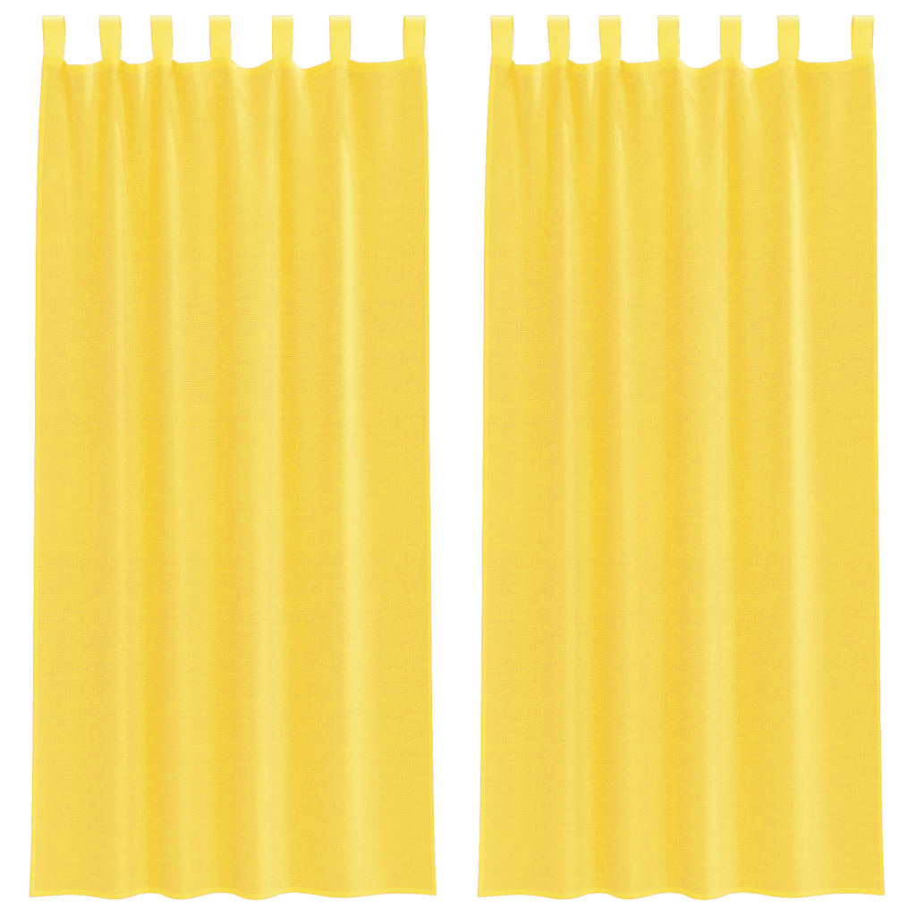 voile-gardiner med løkker 2 stk. 140x225 cm gul