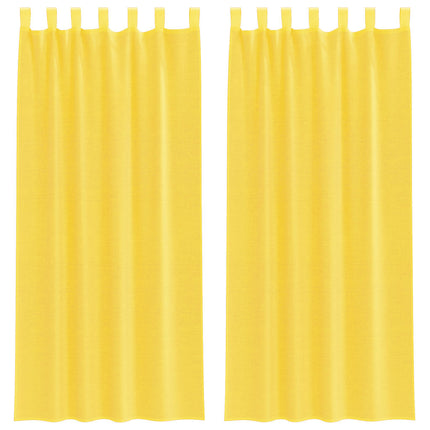 voile-gardiner med løkker 2 stk. 140x225 cm gul