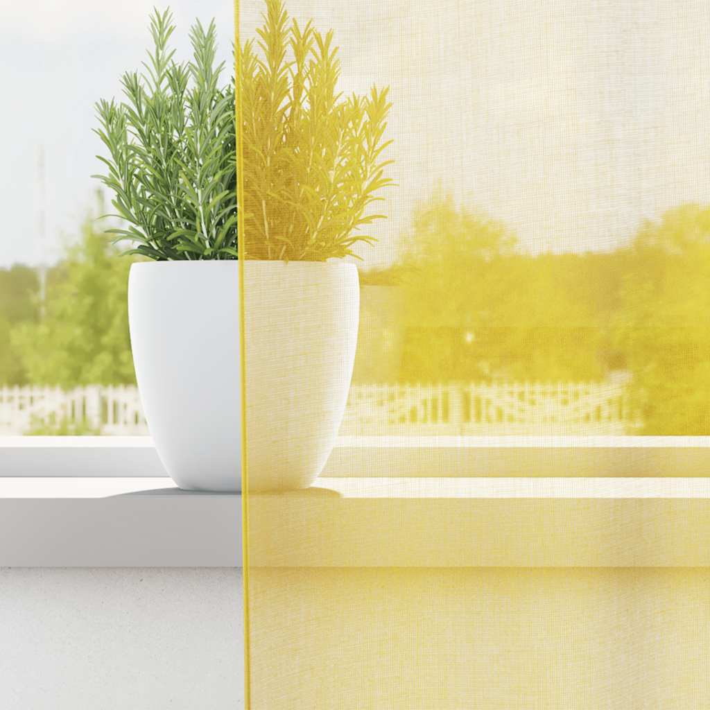 voile-gardiner med løkker 2 stk. 140x225 cm gul