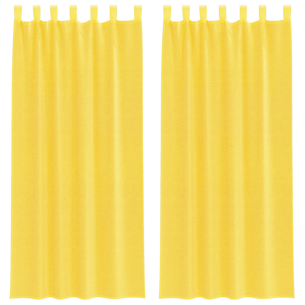 voile-gardiner med løkker 2 stk. 140x245 cm gul