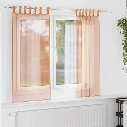 voile-gardiner med løkker 2 stk. 140x140 cm terrakottafarvet