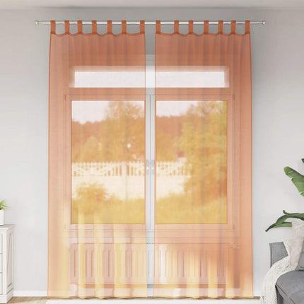 voile-gardiner med løkker 2 stk. 140x260 cm terrakottafarvet
