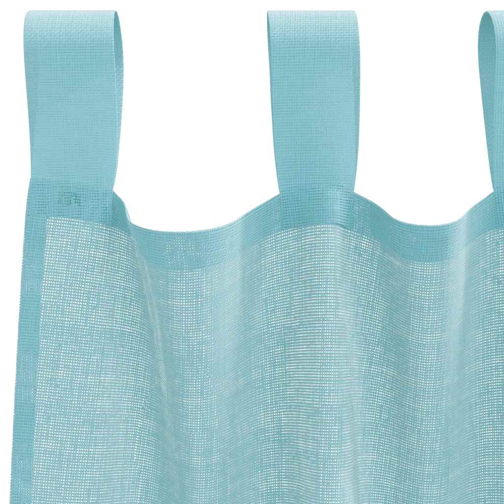 voile-gardiner med løkker 2 stk. 140x175 cm turkis