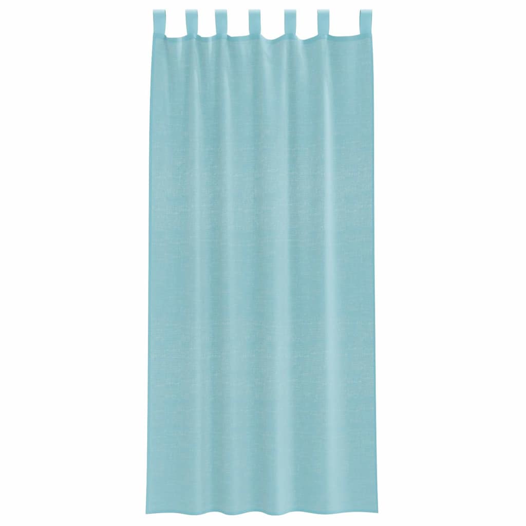 voile-gardiner med løkker 2 stk. 140x245 cm turkis