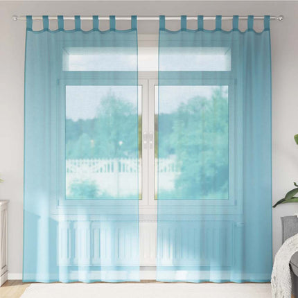 voile-gardiner med løkker 2 stk. 140x245 cm turkis