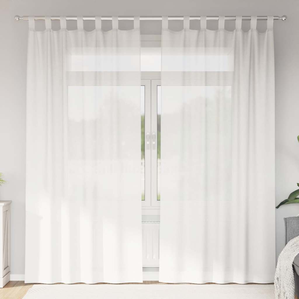 voile-gardiner med løkker 2 stk. 140x245 cm hvid
