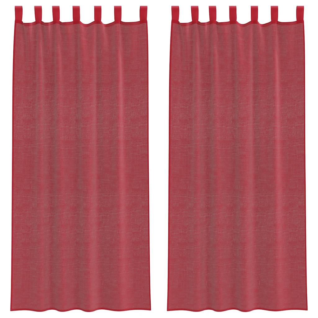 voile-gardiner med løkker 2 stk. 140x225 cm vinrød