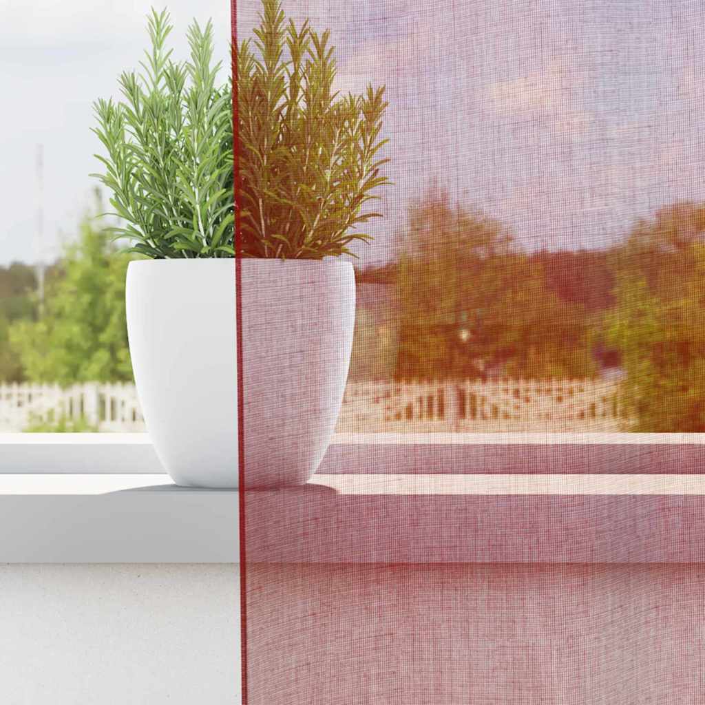 voile-gardiner med løkker 2 stk. 140x225 cm vinrød
