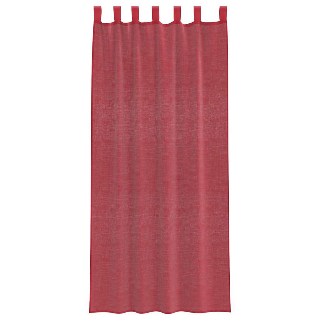 voile-gardiner med løkker 2 stk. 140x225 cm vinrød