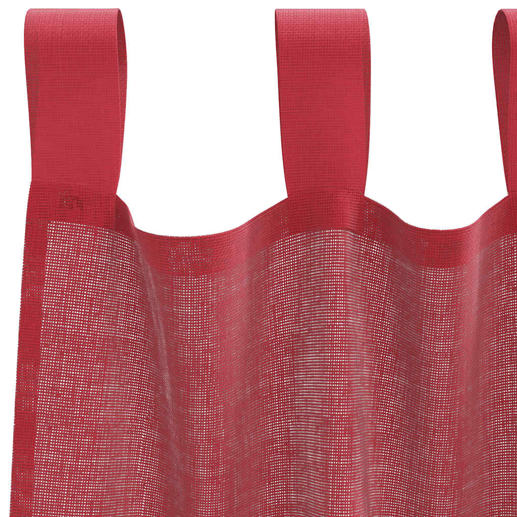 voile-gardiner med løkker 2 stk. 140x225 cm vinrød