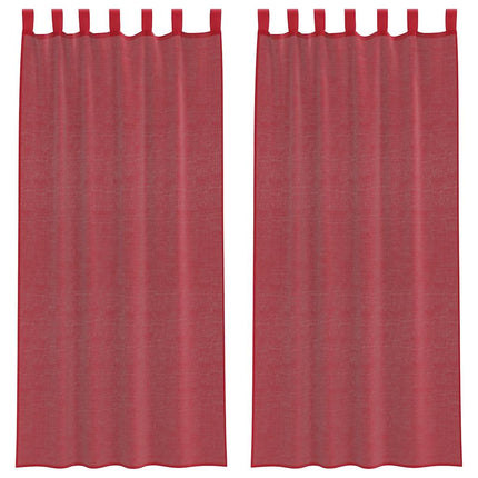 voile-gardiner med løkker 2 stk. 140x245 cm vinrød
