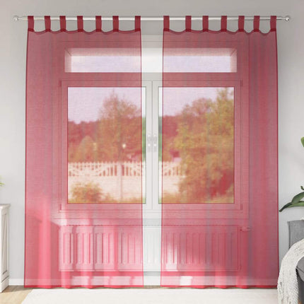 voile-gardiner med løkker 2 stk. 140x245 cm vinrød