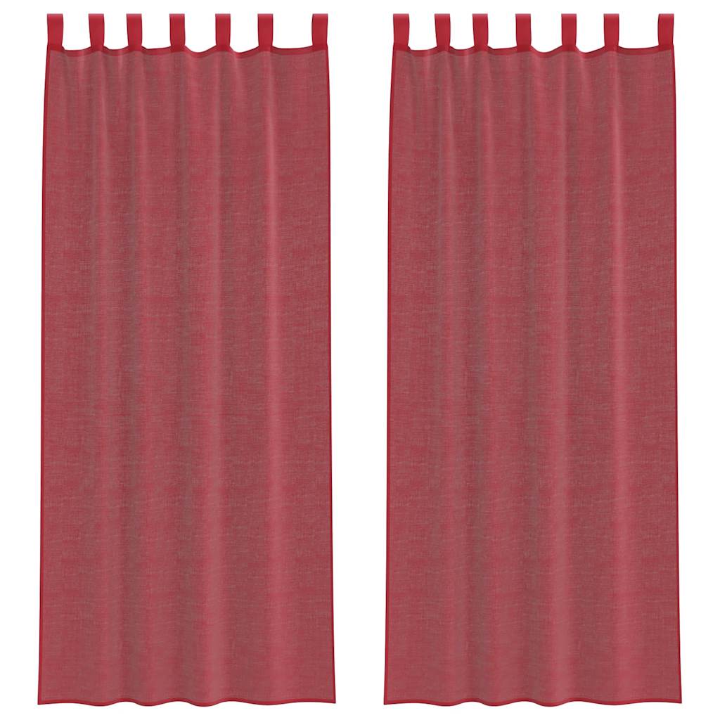 voile-gardiner med løkker 2 stk. 140x260 cm vinrød