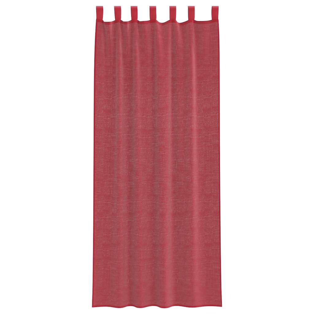 voile-gardiner med løkker 2 stk. 140x260 cm vinrød