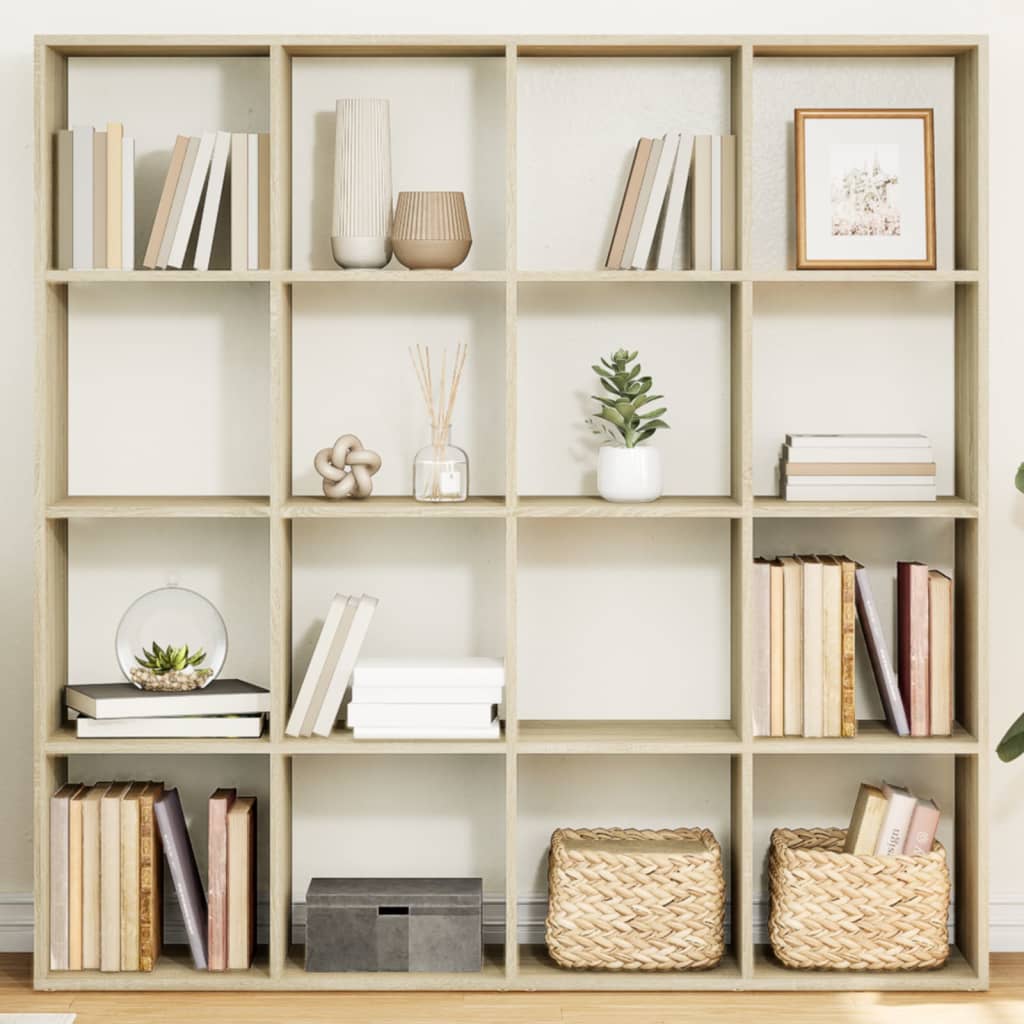 bogskab 137,5x29x137,5 cm konstrueret træ sonoma-eg billede