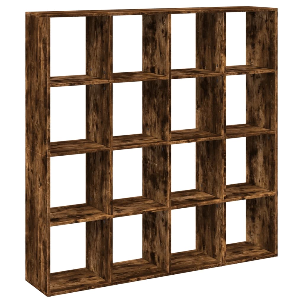 bogskab 137,5x29x137,5 cm konstrueret træ røget egetræ billede