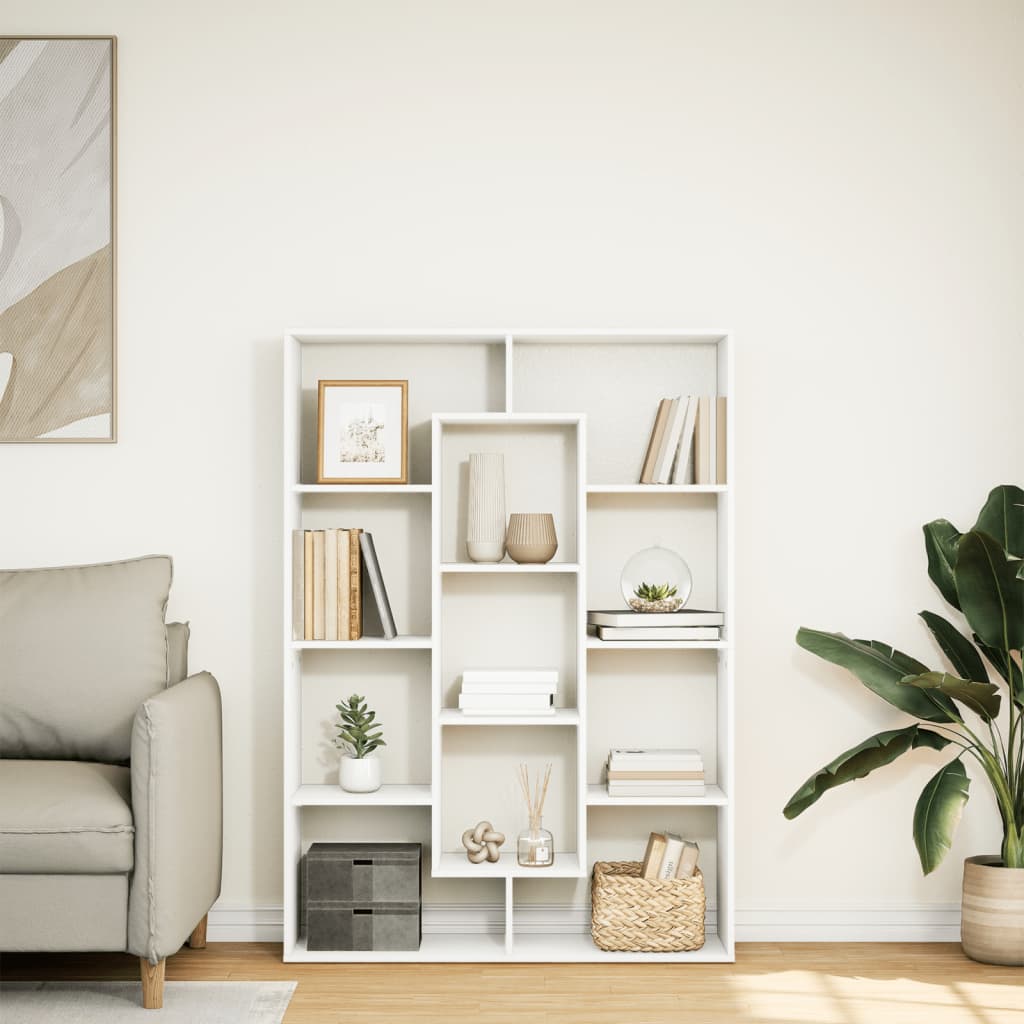 bogreol 102x29x143 cm konstrueret træ hvid