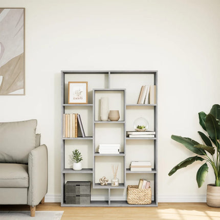bogreol 102x29x143 cm konstrueret træ betongrå