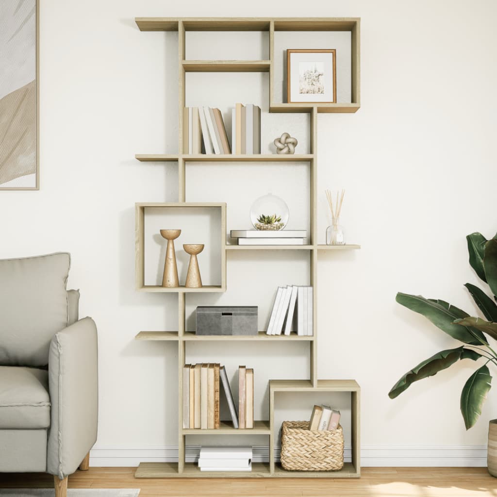 Bogskab/reol 92×29×188 cm i konstrueret træ - sonoma eg