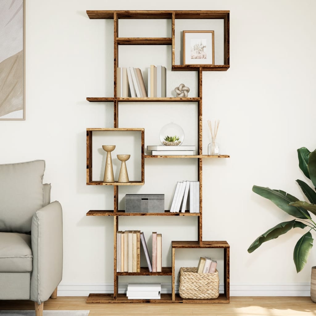 bogskab 92x29x188 cm konstrueret træ gammelt trælook billede