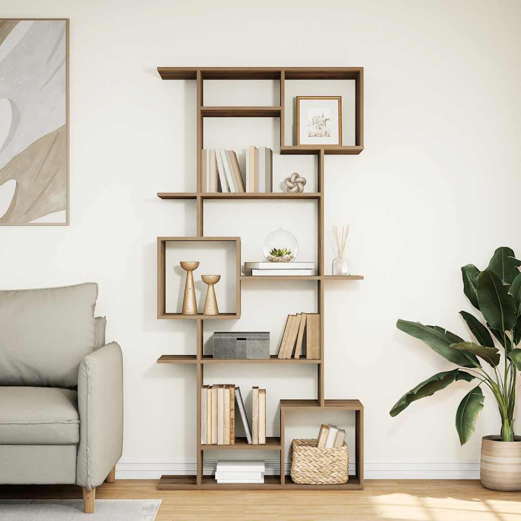 bogskab 92x29x188 cm konstrueret træ egetræsfarve