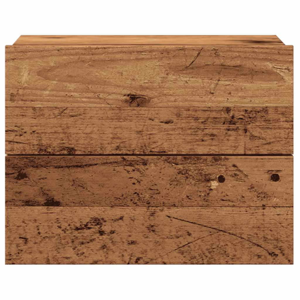 væghængt sengebord 40x32x30 cm antikt træ