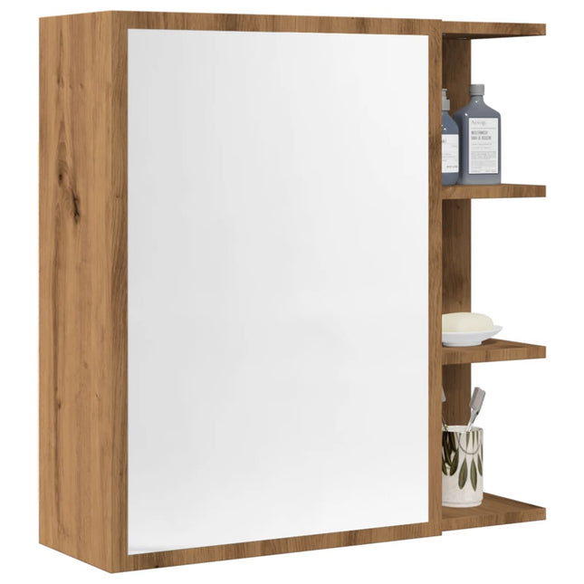 badeværelsesskab med spejl 62,5x20,5x64 cm konstrueret træ
