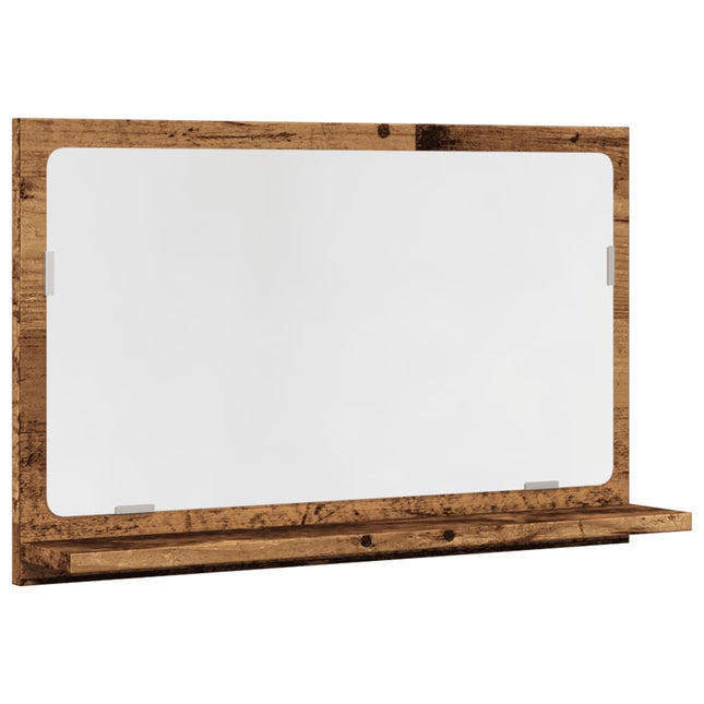 badeværelsesskab m. spejl 60x11x37cm konstrueret træ antikt træ