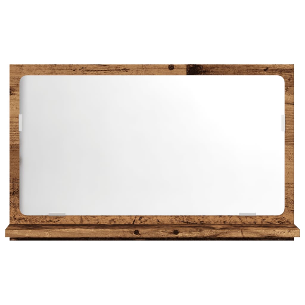 badeværelsesskab m. spejl 60x11x37cm konstrueret træ antikt træ